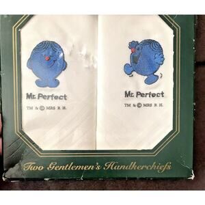 Vintage Set of 2 Gentlemen's Handkerchiefs with "Mr. Perfect" from Mister Men